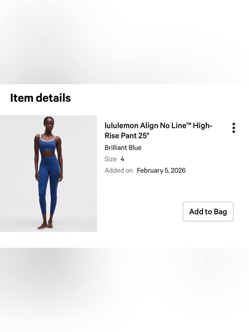 Lululemon Align No Line 25 inch Leggings in Brilliant Blue. Size 4 - Picture 4 of 4